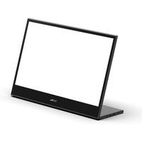 Portable black monitor with slim bezel, stand, and USB-C ports, branded "Mobile Pixel s Glance" at the base.