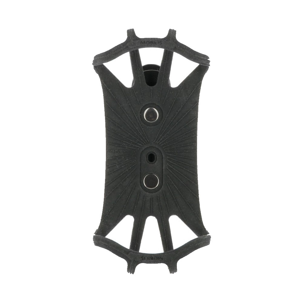 Black Mobilis Universal Case designed for 5-7 inch devices, featuring a flexible material and a 90° rotating clip for versatile attachment options.