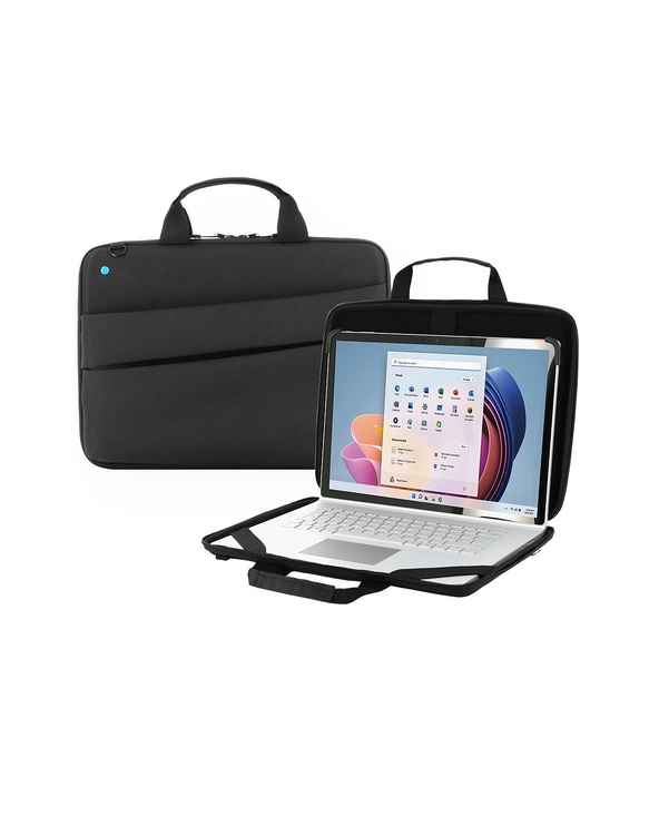 Black Mobilis 003067 TheOne Rugged Case for 12.5-14" laptops, featuring a durable exterior, padded interior, and dual handles for easy carrying.