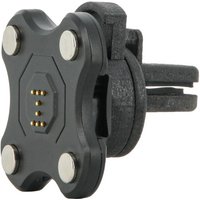 Black Mobilis USB charger with four silver connectors and fast charging capability