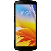 Clear Mobilis screen/back protector on smartphone, showing a lifted corner on a vibrant display.