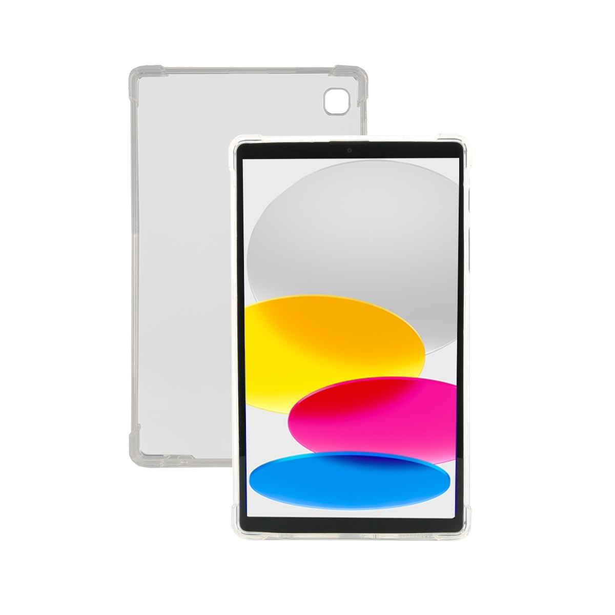 Transparent tablet case by Mobilis, designed for 10.9" devices, featuring a slim profile with precise cutouts for buttons and ports, showcasing a clear protective finish.