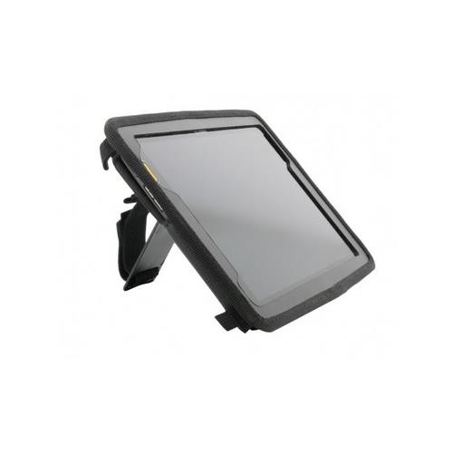 Black protective case for Zebra ET40-ET45 8-inch tablet, featuring a rugged design, textured surface, and a secure mounting system for enhanced durability and protection.