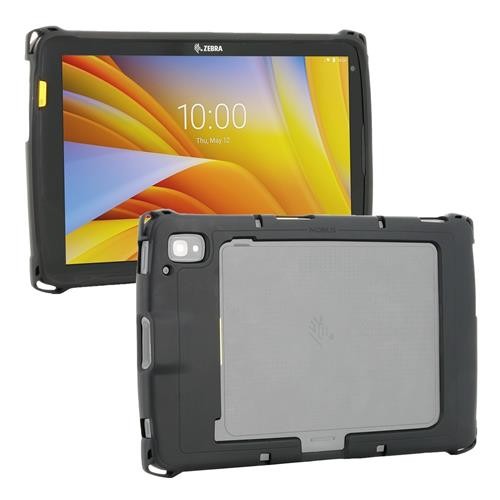 Black Mobilis 065027 tablet case for 10-inch devices, featuring a rugged design, textured back, and precise cutouts for ports and buttons.