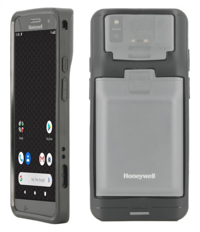Black handheld mobile computer case with a textured surface, featuring cutouts for buttons and ports, designed for Honeywell devices, offering durable protection and easy access.