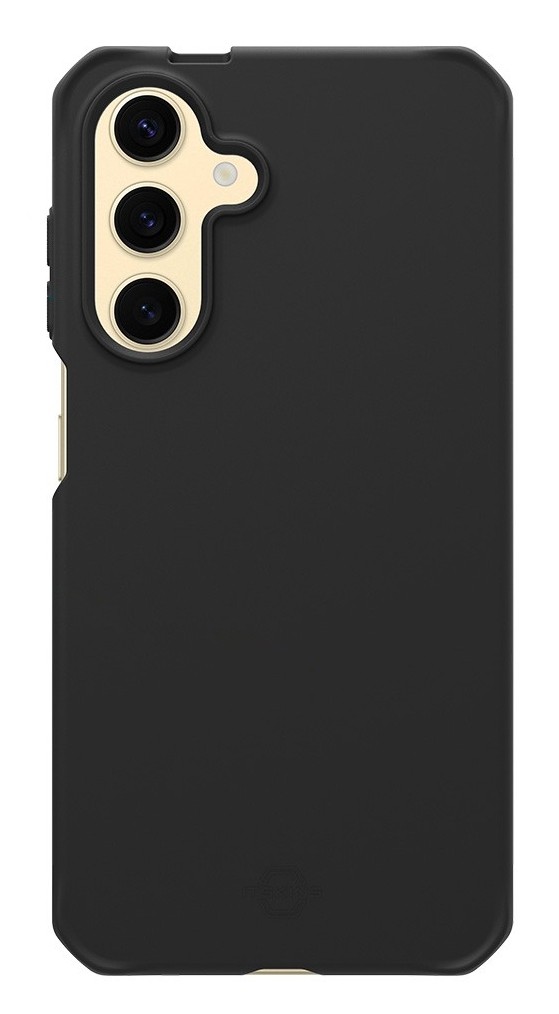 Black Spectrum Case for Galaxy A36 5G, featuring a sleek design, textured grip, and cutouts for camera lenses, with a contrasting gold accent along the edges.
