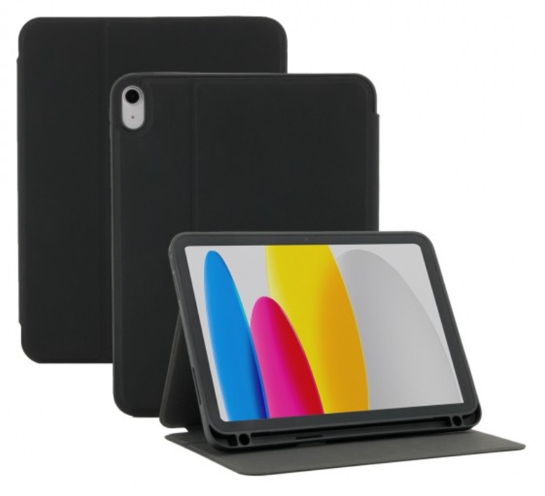 Black flip case for an 11-inch tablet, made of durable material, featuring a sleek design with a foldable stand for versatile viewing angles.