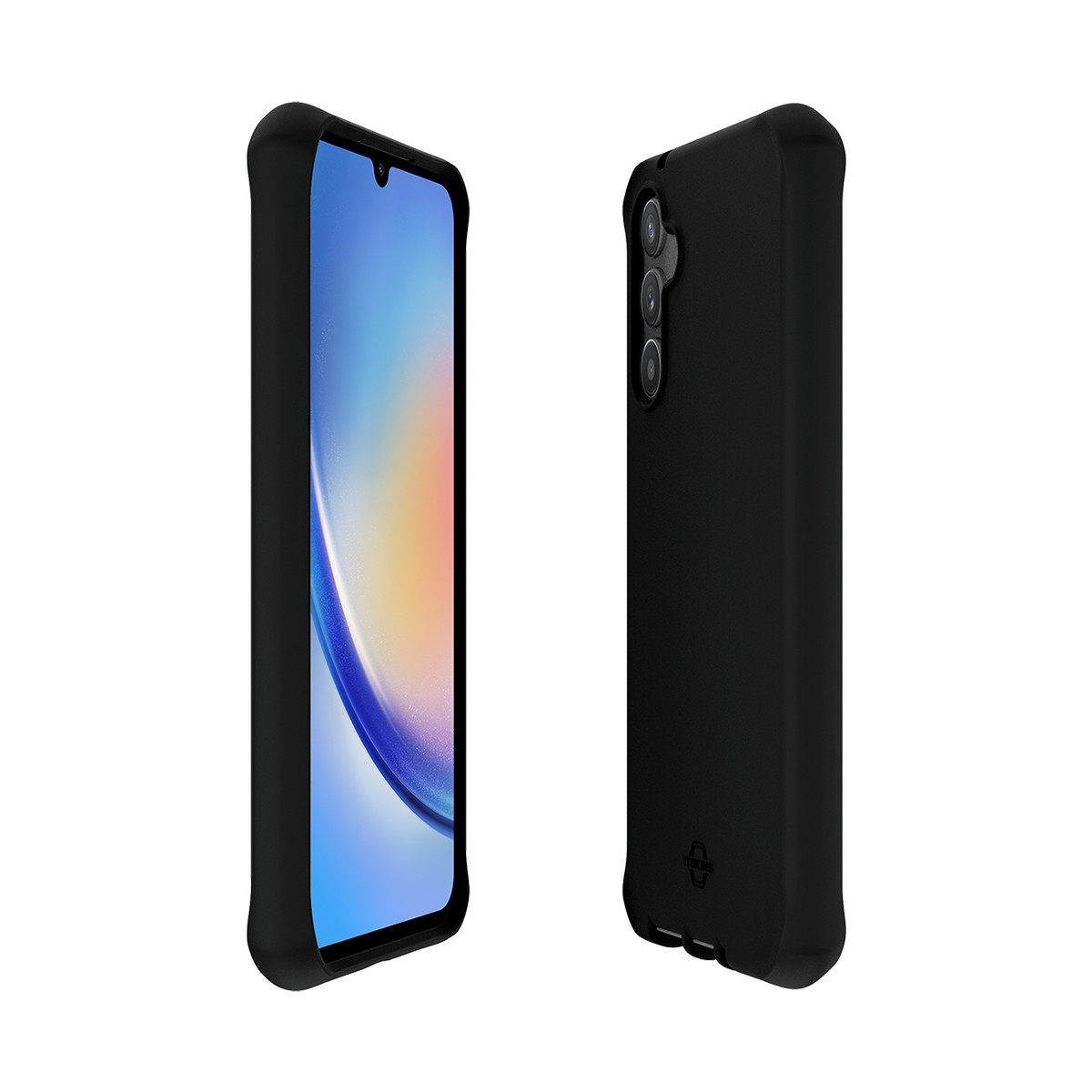 Black MOBILIS protective case designed for Galaxy A34 5G, featuring a smooth matte finish, precise cutouts for buttons and camera, and a slim profile for easy handling.