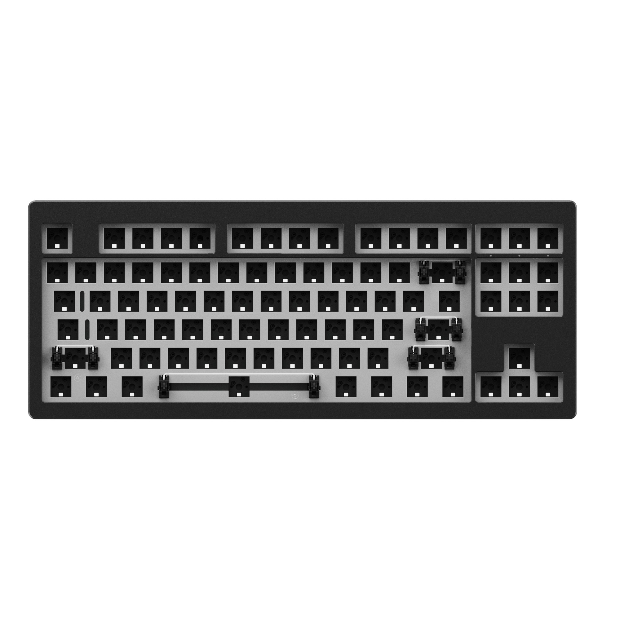 MonsGeek M3 QMK DIY Kit features a black plastic keyboard base with a standard layout, empty key switches, and a sleek, minimalist design for custom mechanical keyboard building.