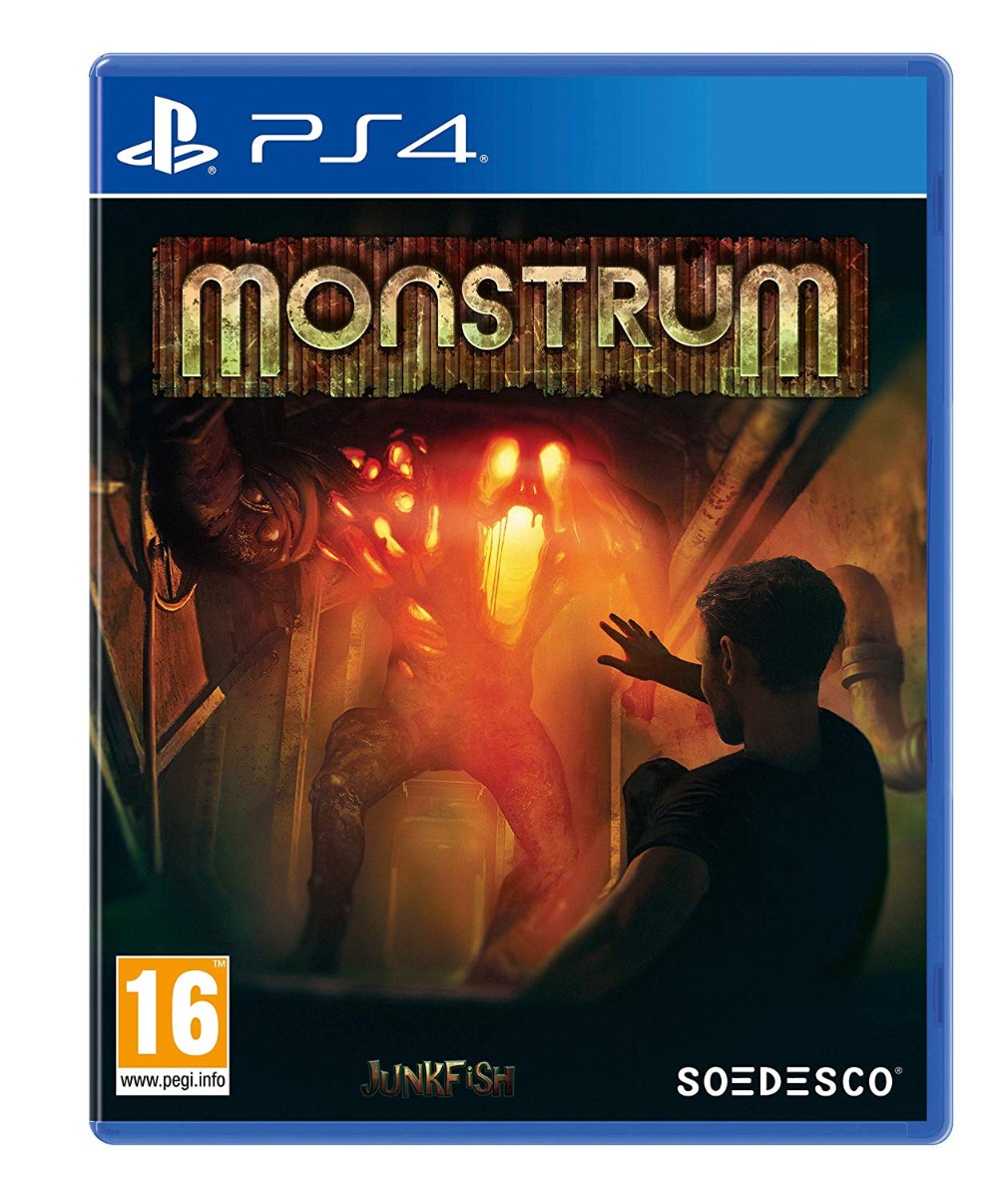 Monstrum for PlayStation 4 features a dark, atmospheric cover with a glowing monster and a silhouetted figure, set against a gritty, industrial background.