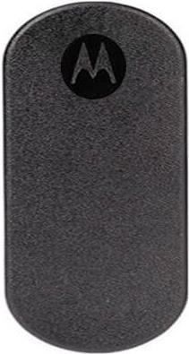 Black plastic belt clip with a textured surface and the Motorola logo, designed for securing T40, T50, T60, and XTB two-way radios.
