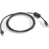Black Motorola USB cable, 2.25m, with USB A and USB B connectors, coiled with a cylindrical ferrite bead.