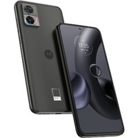 Black Motorola edge 30 neo smartphone, dual rear cameras, 6.28-inch display, punch-hole front camera, sleek design.