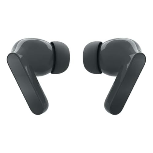 True wireless in-ear headset in sleek dark gray with a modern design, featuring a smooth finish and ergonomic shape for comfort during calls and music listening.