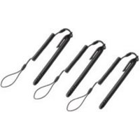 Black Motorola TC70/TC75 stylus pens with tethers, set of three, featuring clip and loop for secure attachment.