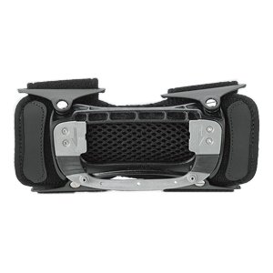 Black handheld mobile computer case featuring a durable design with mesh padding, silver metal accents, and adjustable straps for secure attachment.