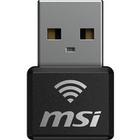 Black MSI AX1800 Nano WiFi USB adapter with silver WiFi symbol and MSI logo on the front.