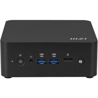 Black MSI Cubi NUC AI+ mini desktop with USB ports, power button, and MSI logo on top.
