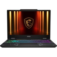 MSI Cyborg 15 laptop with RGB backlit keyboard, black chassis, and 15.6-inch display featuring MSI dragon logo.