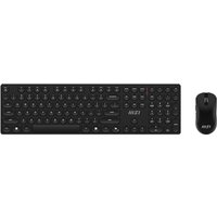 Black MSI FORGE K210 wireless keyboard with compact design and matching wireless mouse, USB connectivity included.