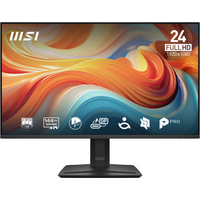 MSI PRO MP242 24" black monitor, slim bezels, vibrant display, IPS Full HD, 144Hz, 1ms response time.
