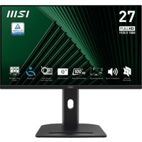 MSI PRO MP275PG 27-inch monitor, black frame, FHD display, 100Hz, IPS panel, sleek stand, front-facing controls.
