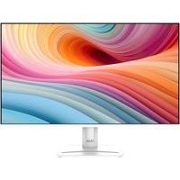 MSI Pro MP275W E2 monitor, 27-inch, slim bezels, vibrant abstract display, white stand with MSI logo.