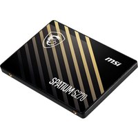 Black MSI Spatium S270 SATA SSD with gold diagonal stripes and MSI logo on top.