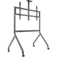Gray Multibrackets floorstand for 65"-100" screens, with adjustable mount and wheeled base for mobility.