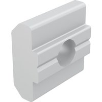 Gray Multibrackets M Pro Series Rail Stopper with grooved design and central circular indentation.