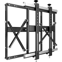Black and silver Multibrackets video wall mount with adjustable arms and push slim design.