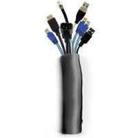 Black Multibrackets cable sock, 40mm diameter, 25m length, self-wrapping, organizing multiple cables.