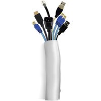 Silver Multibrackets cable sock, 40mm diameter, self-wrapping, holding various cables, 25m length.