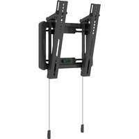 Black Multibrackets M Universal Wallmount with adjustable tilt, dual vertical brackets, and integrated spirit level.