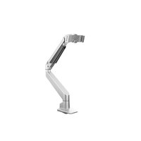 Silver Multibrackets M VESA Gas Lift Arm for iMac, adjustable with sleek design and sturdy base.