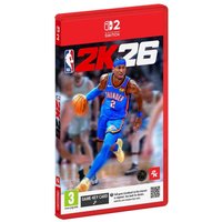 NBA 2K26 Standard Edition for Nintendo Switch 2, red case, features a basketball player in blue uniform on the cover.