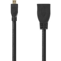 Black Nedis HDMI Female to Micro HDMI Male Cable, 0.2m length, with textured connectors and compact design.