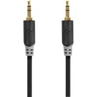 Black Nedis 3.5 mm stereo audio cable, 5 meters, with gold-plated male connectors and gray accents.