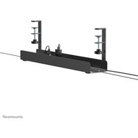 Black Neomounts cable tray with clamp-on design, featuring a sleek rectangular shape and universal fit.