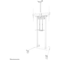 White Neomounts AFL-875WH1 videobar and multimedia kit with adjustable stand, wheels, and universal mount.
