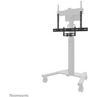 Black Neomounts AV2-500BL videobar kit with VESA mount, adjustable arms, and wheeled stand, supports up to 10 kg.