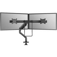Black Neomounts DS75S-950BL2 dual monitor arm with gas spring, Topfix mount, and 180° stop for 17-32" screens.