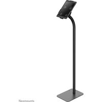 Black Neomounts FL15-625BL1 tablet floor stand, lockable, with curved pole and rectangular base for 7.9-11" tablets.