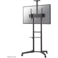Black Neomounts FL50-550BL1 TV trolley, adjustable stand for 37-70" screens, with wheels and shelf.