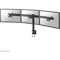Black Neomounts FPMA-D700D3 monitor arm for 10-27" screens, triple screen mount, desk clamp, adjustable arms.