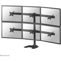 Black Neomounts FPMA-D700DD6 monitor stand with six adjustable arms for 10-27" screens, sturdy base.