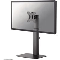 Black Neomounts gas spring monitor stand with adjustable arm, sleek design, and sturdy base for 10-32" screens.
