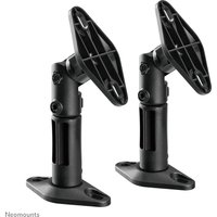Black Neomounts universal speaker holder with adjustable full motion arm and sturdy base, set of two.