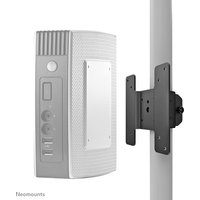 Black Neomounts THINCLIENT-05 Mini PC holder with adjustable mount, fits up to 10 kg, shown on a vertical pole.