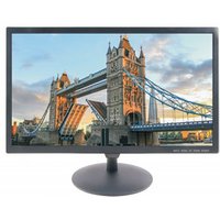 Black Neon LED display, 55.9 cm, 1920x1080 pixels, showing a bridge image, with a round base stand.
